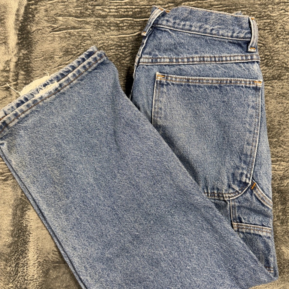 Vintage Rustler Carpenter Jeans Medium Wash Blue Denim Made in USA R80BHSW 26x25